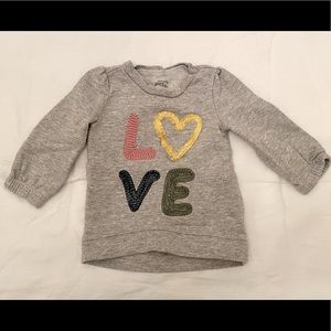 NWOT Carter’s LOVE sweatshirt size 12m